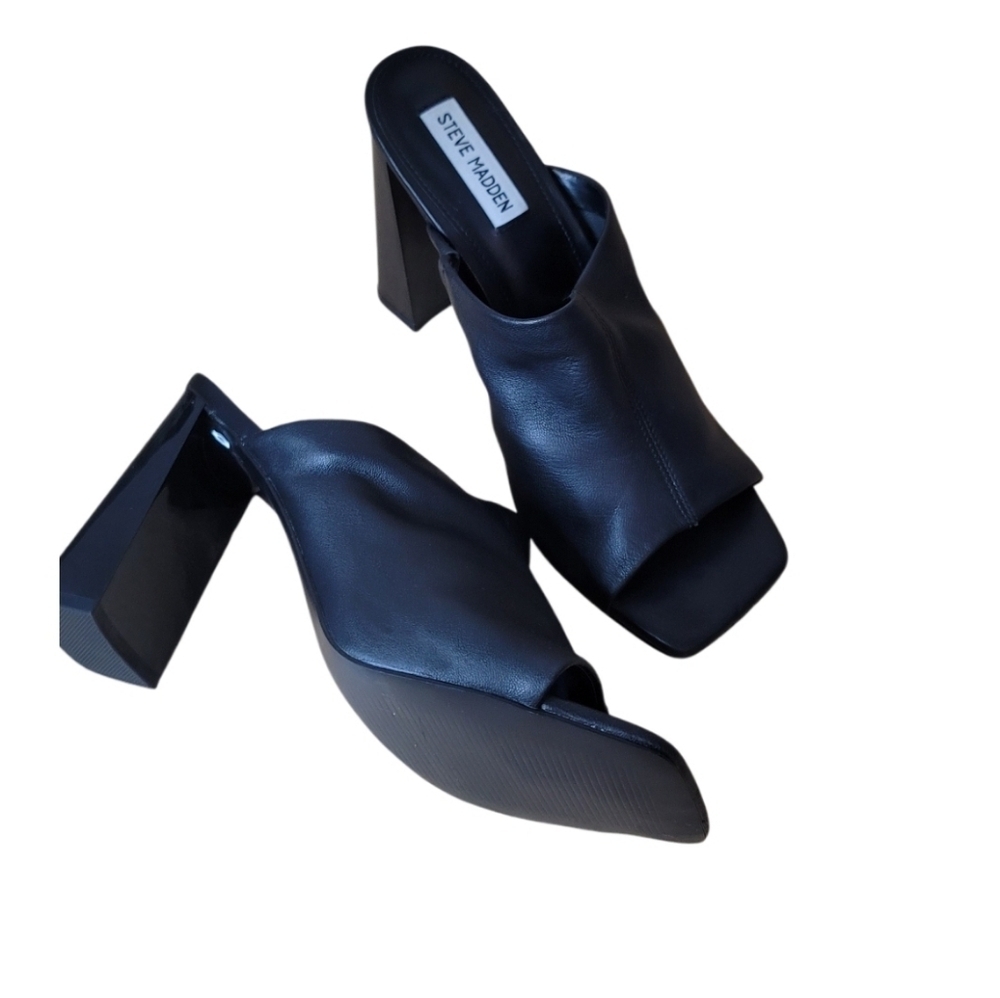 Steve Madden Lexia Open Toe Black Mules Size 9.5